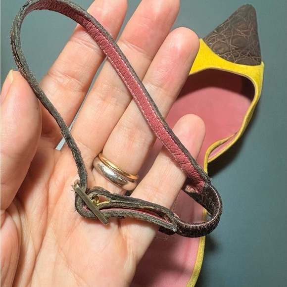 SERGIO ROSSI Vintage Suede and Leather Ankle Strap Heels - Picture 7 of 13